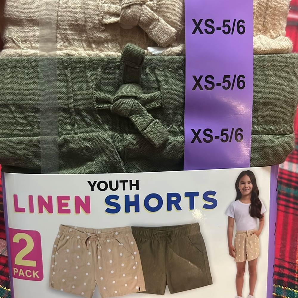 32 Degrees 2pack Linen Blend Shorts size XS-5/6, NWT